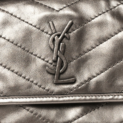 Saint Laurent Crinkled Calfskin Matelasse Monogram Baby Niki Chain Satchel Platinum 9 of 11