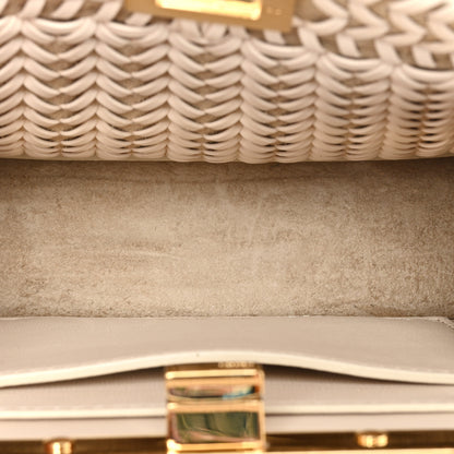 Fendi Vitello King Shiny Nappa Intreccio Petite Peekaboo I SEE U Satchel Camelia 6 of 16