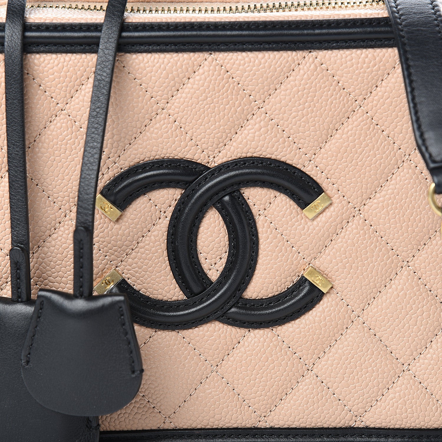 Chanel Caviar Quilted Medium CC Filigree Vanity Case Beige Black 9 of 9
