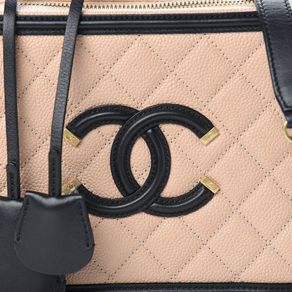 Chanel Caviar Quilted Medium CC Filigree Vanity Case Beige Black 9 of 9