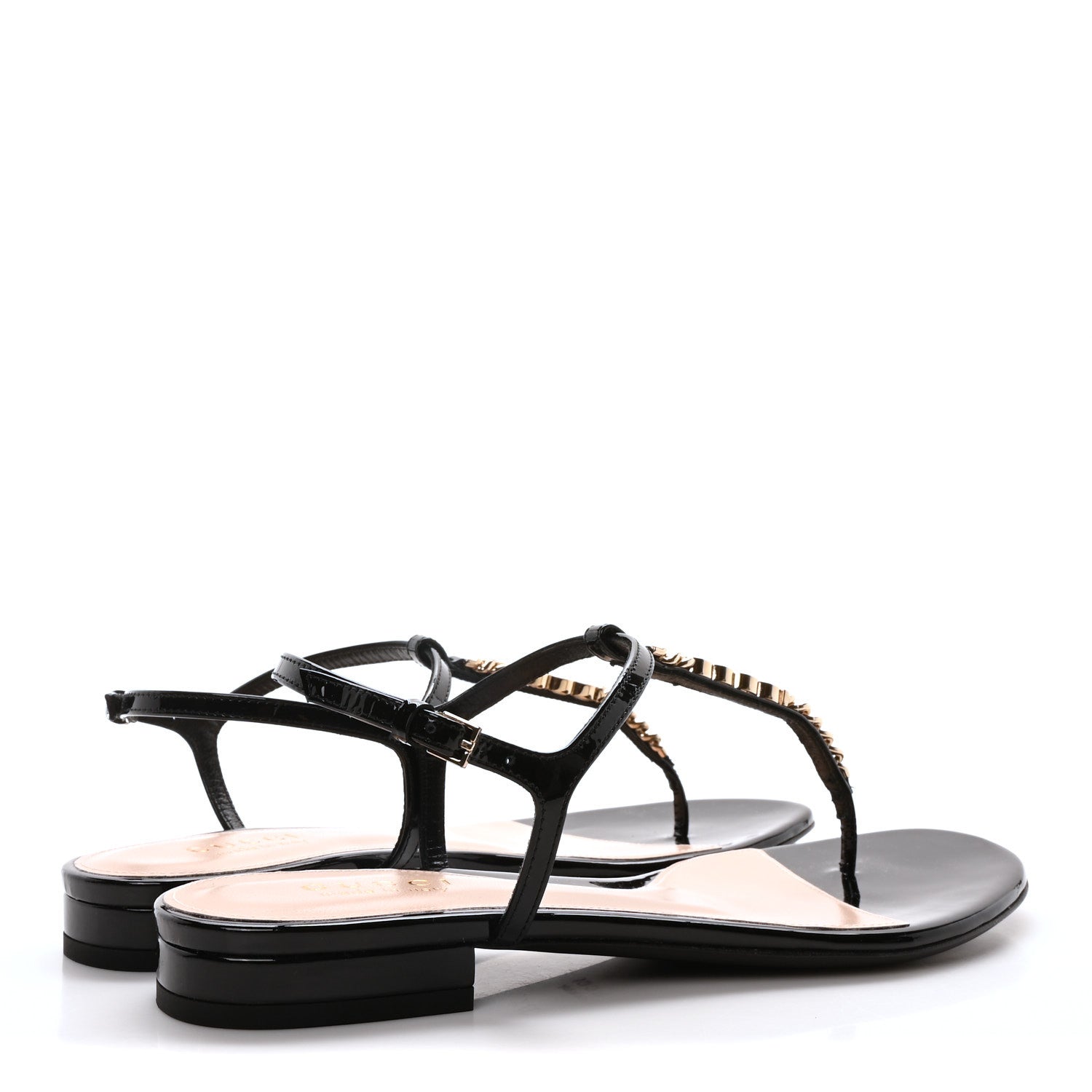 Gucci Patent Signoria Thong Sandals 37.5 Black 5 of 9