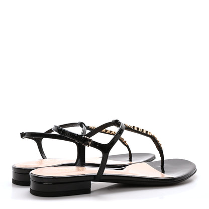Gucci Patent Signoria Thong Sandals 37.5 Black 5 of 9
