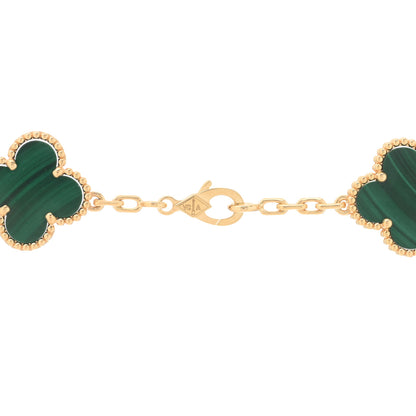 Van Cleef & Arpels 18K Yellow Gold Malachite 10 Motifs Vintage Alhambra Necklace 3 of 3