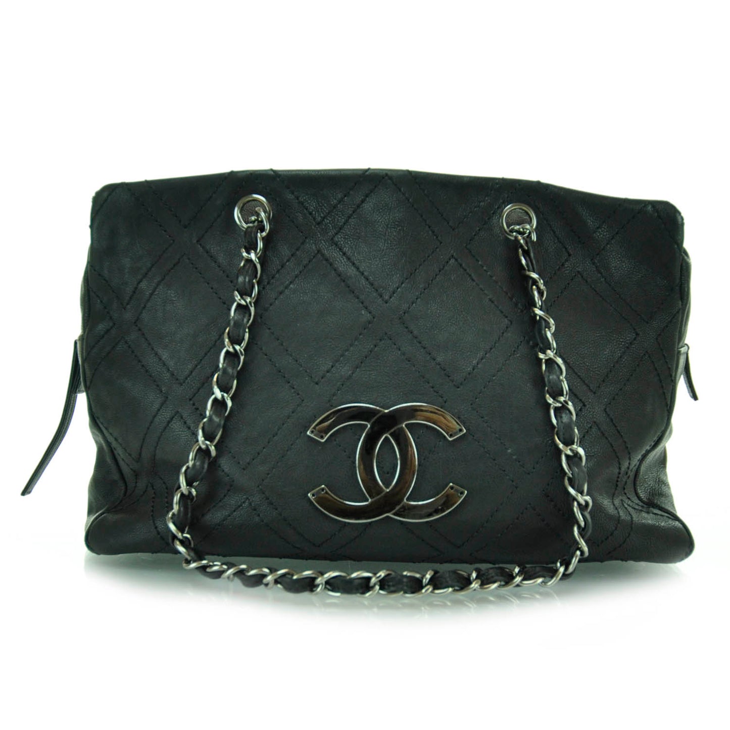 Caviar Diamond Stitch Tote Black