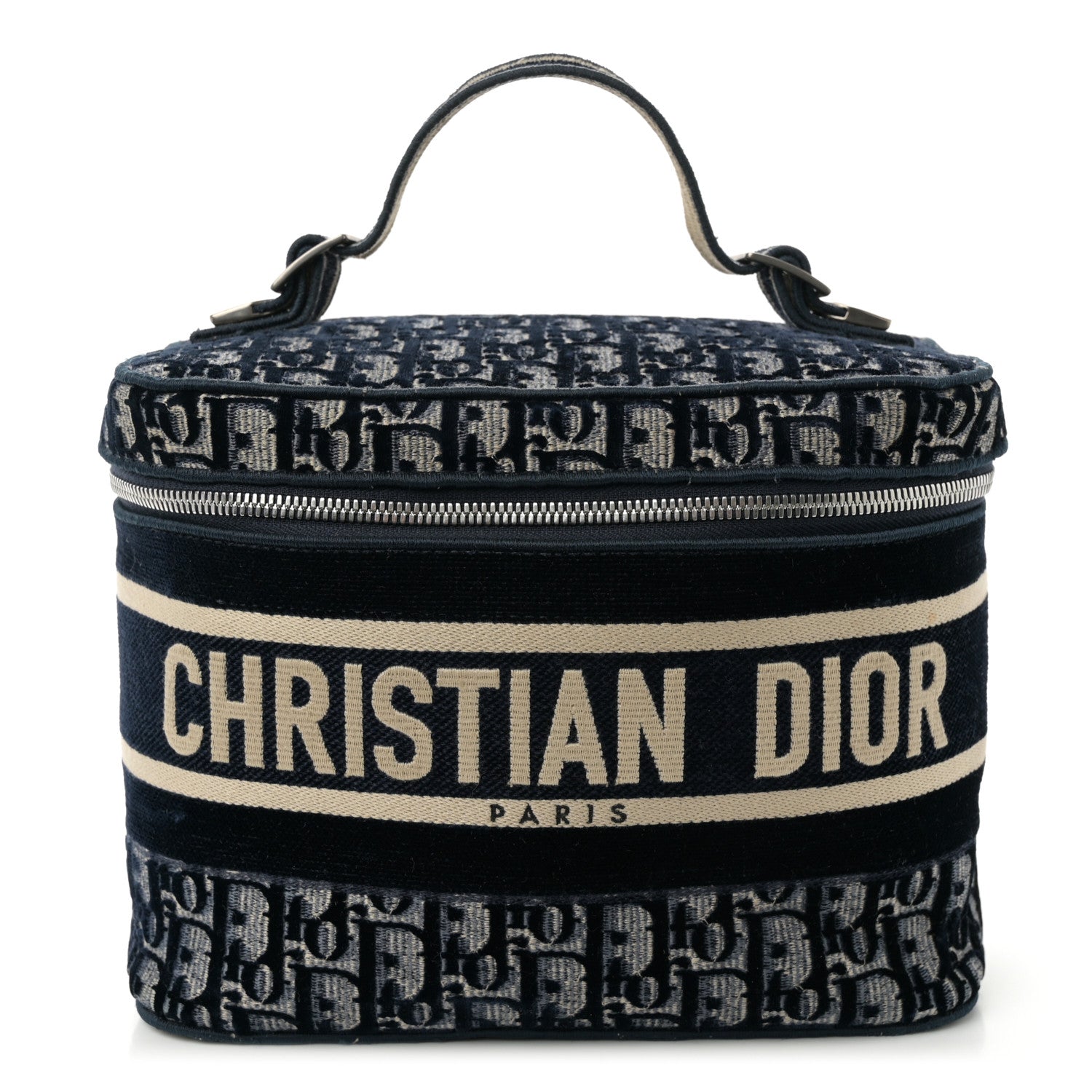 Christian Dior Velvet Oblique Diortravel Vanity Case Blue 1755559