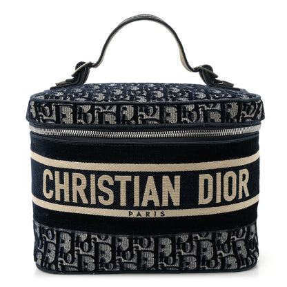 Christian Dior Velvet Oblique Diortravel Vanity Case Blue 1 of 10