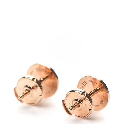 Hermes 18K Rose Gold TPM Ex-Libris Stud Earrings 3 of 6