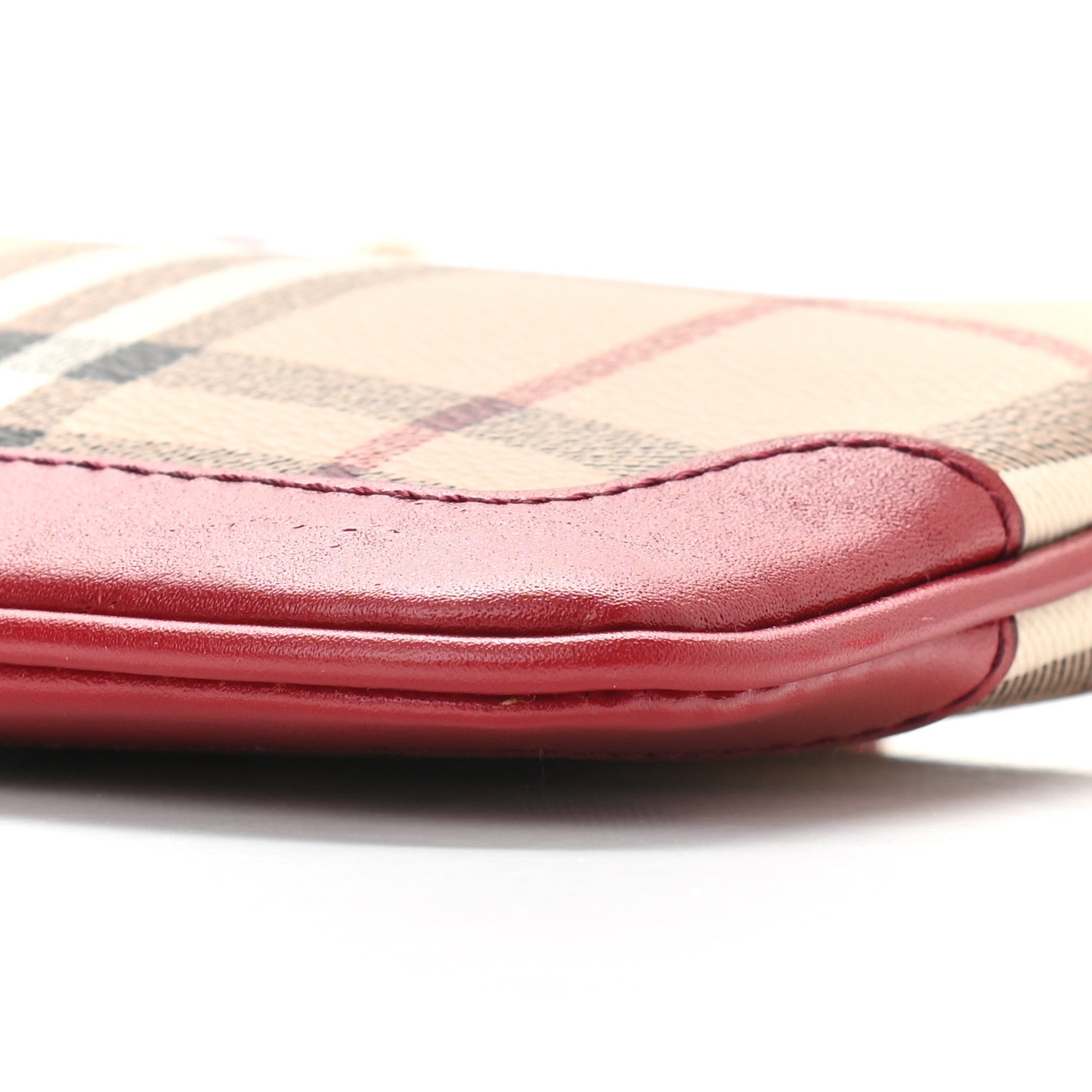 Burberry Haymarket Check Small Peyton Crossbody Clutch Bag Military Red 9 of 9