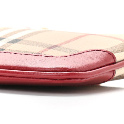 Burberry Haymarket Check Small Peyton Crossbody Clutch Bag Military Red 9 of 9