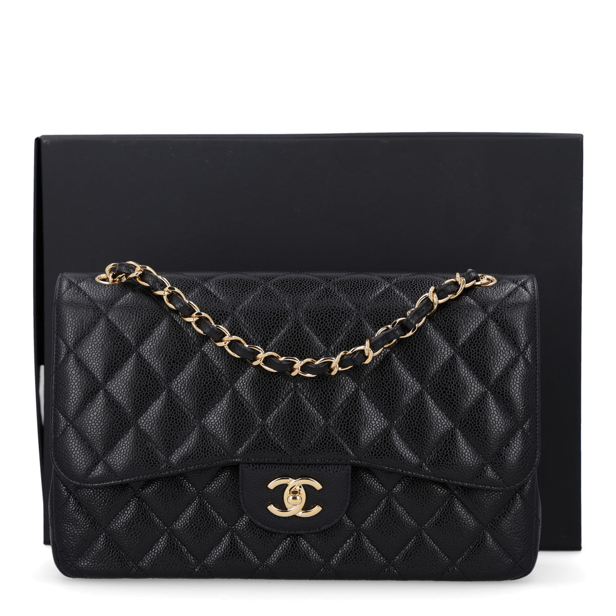 Caviar Quilted Jumbo Double Flap Black