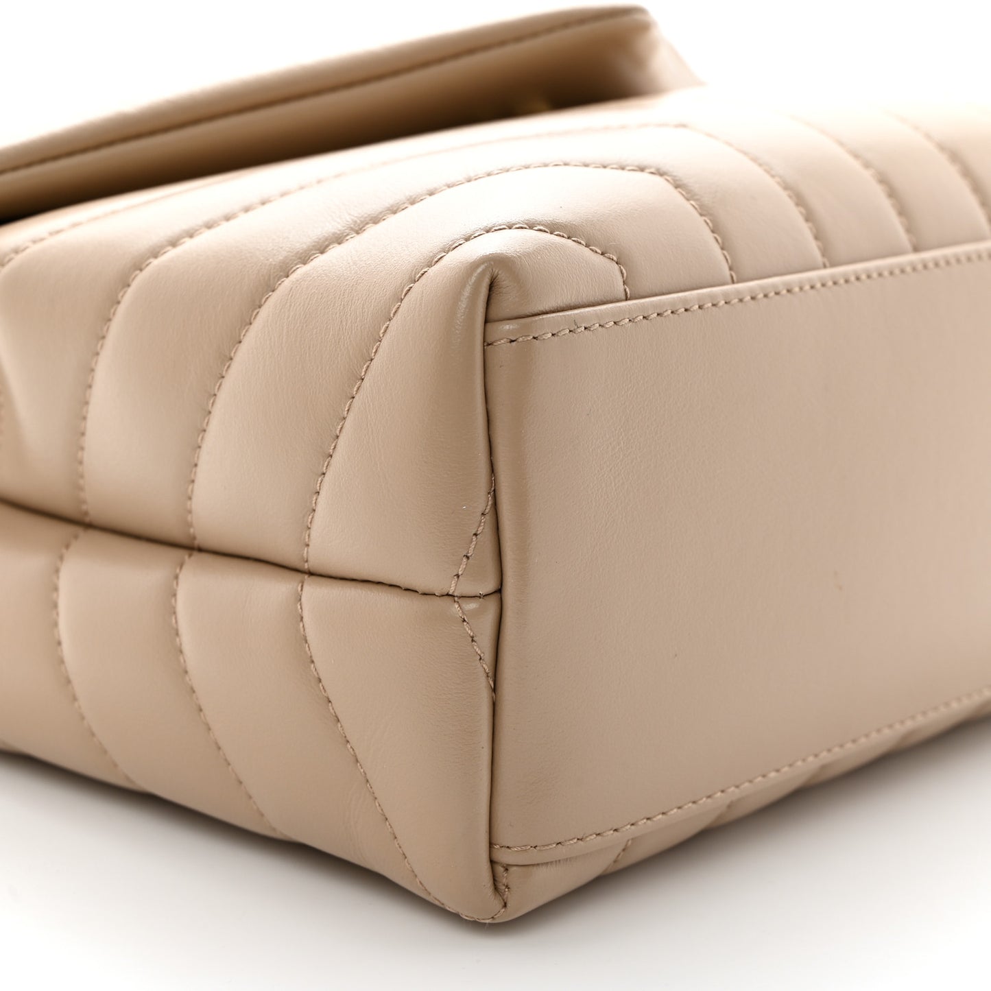 Calfskin Y Quilted Monogram Small Loulou Chain Satchel Dark Beige