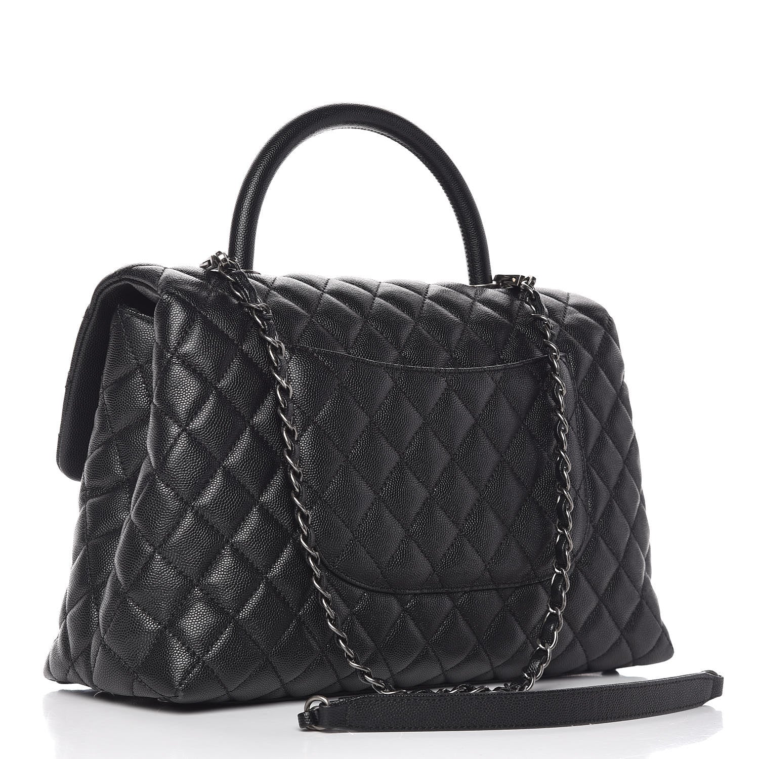 Chanel Caviar Quilted Medium Coco Handle Flap Black 3 of 12