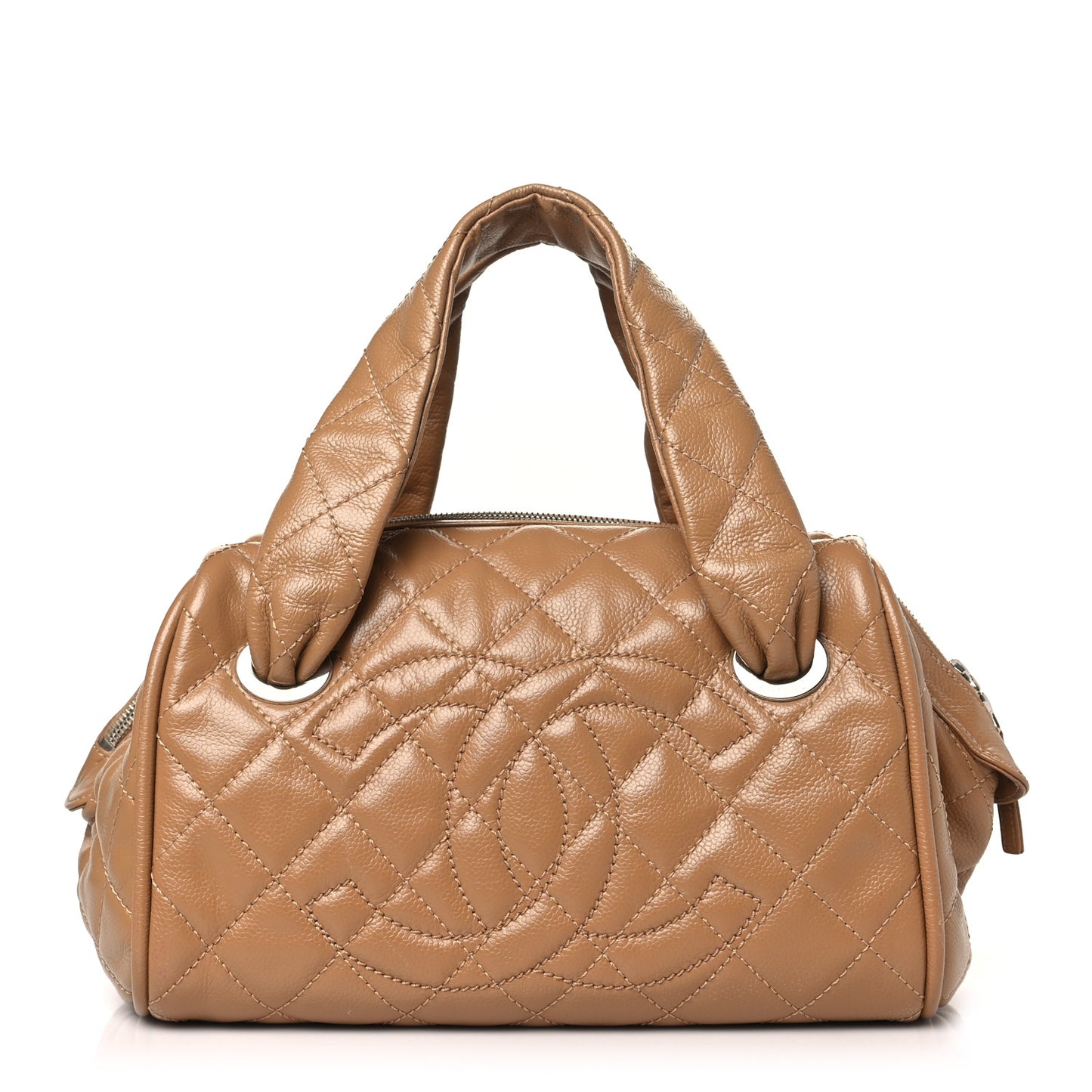 Caviar Quilted CC Timeless Bowler Dark Beige
