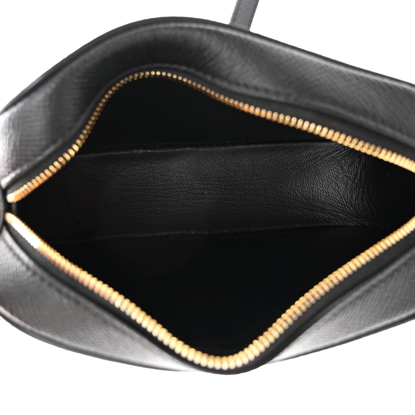 Signature Grained Calfskin Logo XS Ville Camera Bag Black White