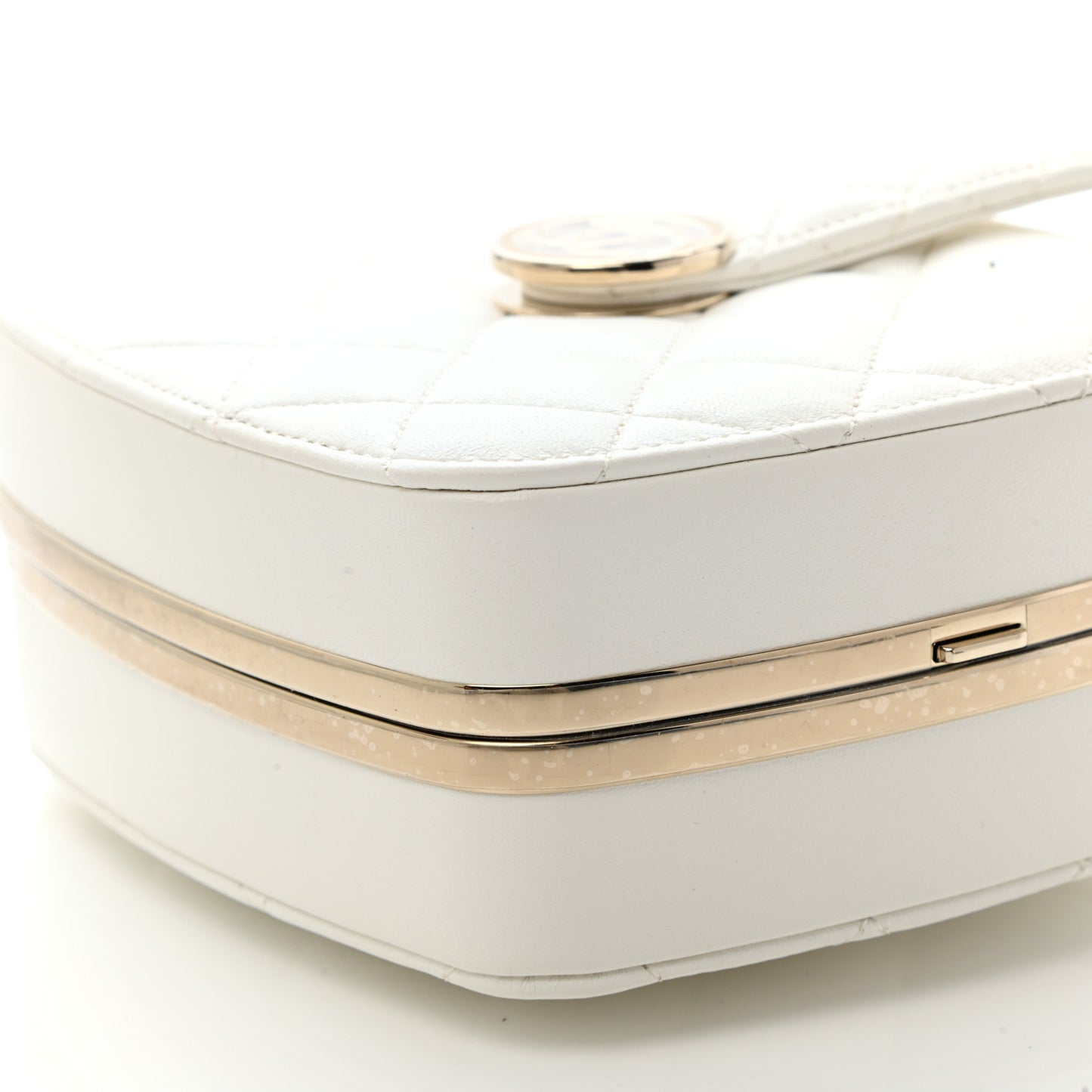 Lambskin Minaudiere Vanity With Handle White