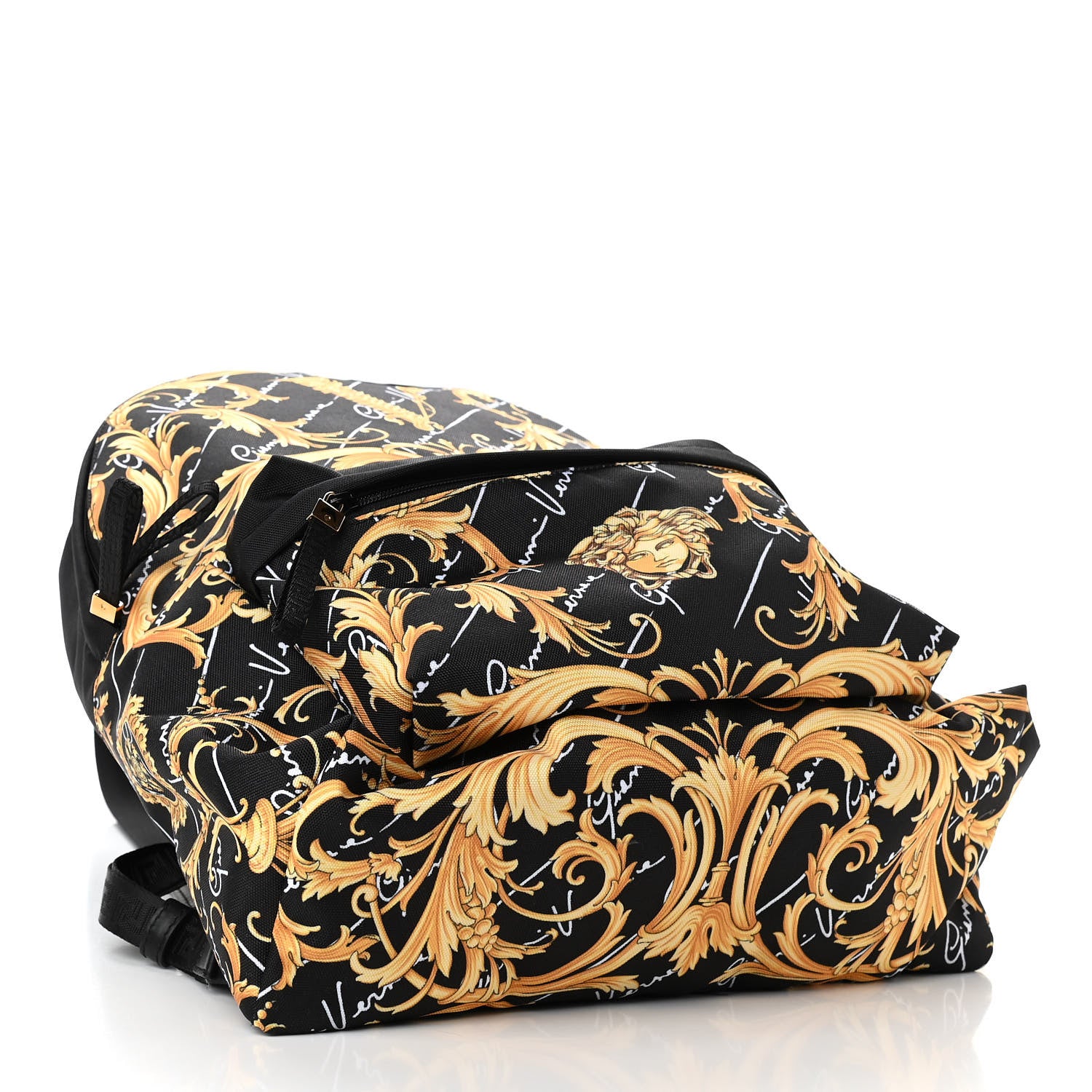 Versace Nylon Barocco Signature Print Drawstring Backpack Black 4 of 10