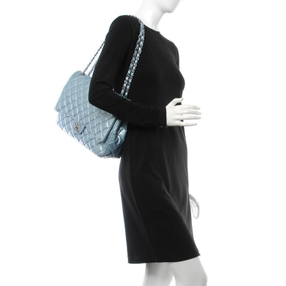 Chanel Patent Quilted Maxi Double Flap Light Blue 2 of 14