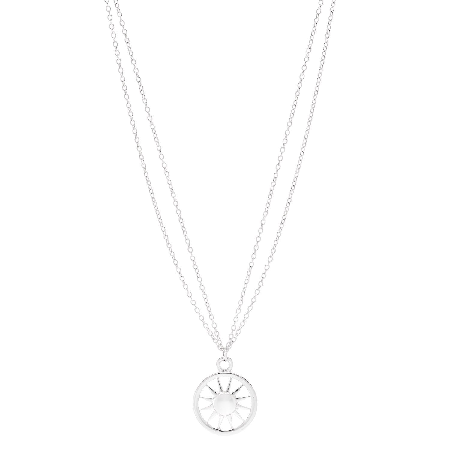 Tiffany Sterling Silver Sun Double Chain Pendant Necklace 1 of 6