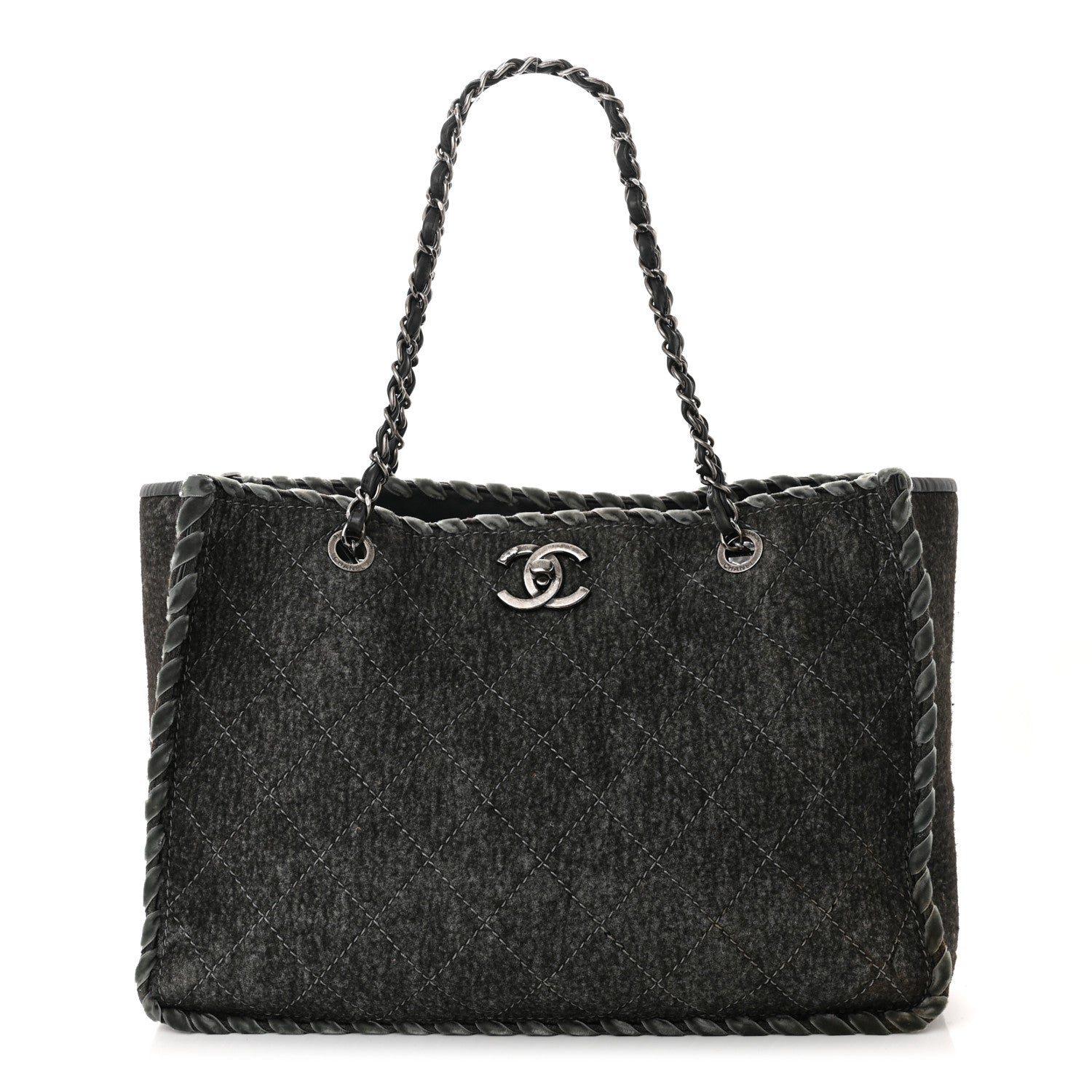 Chanel Wool Felt Quilted Large Shopping Tote Grey 1 of 15
