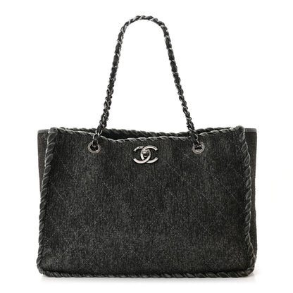 Chanel Wool Felt Quilted Large Shopping Tote Grey 1 of 15