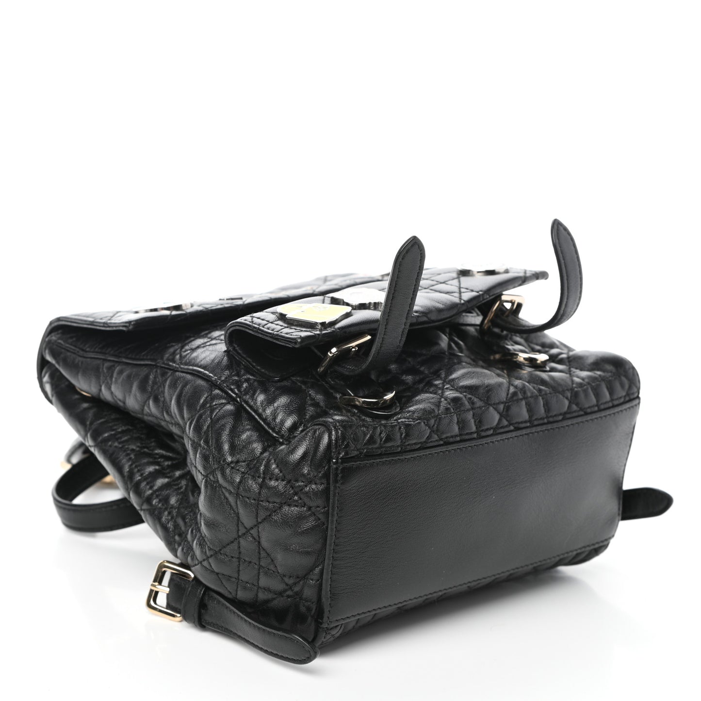 Lambskin Cannage Small Lucky Badge Stardust Backpack Black