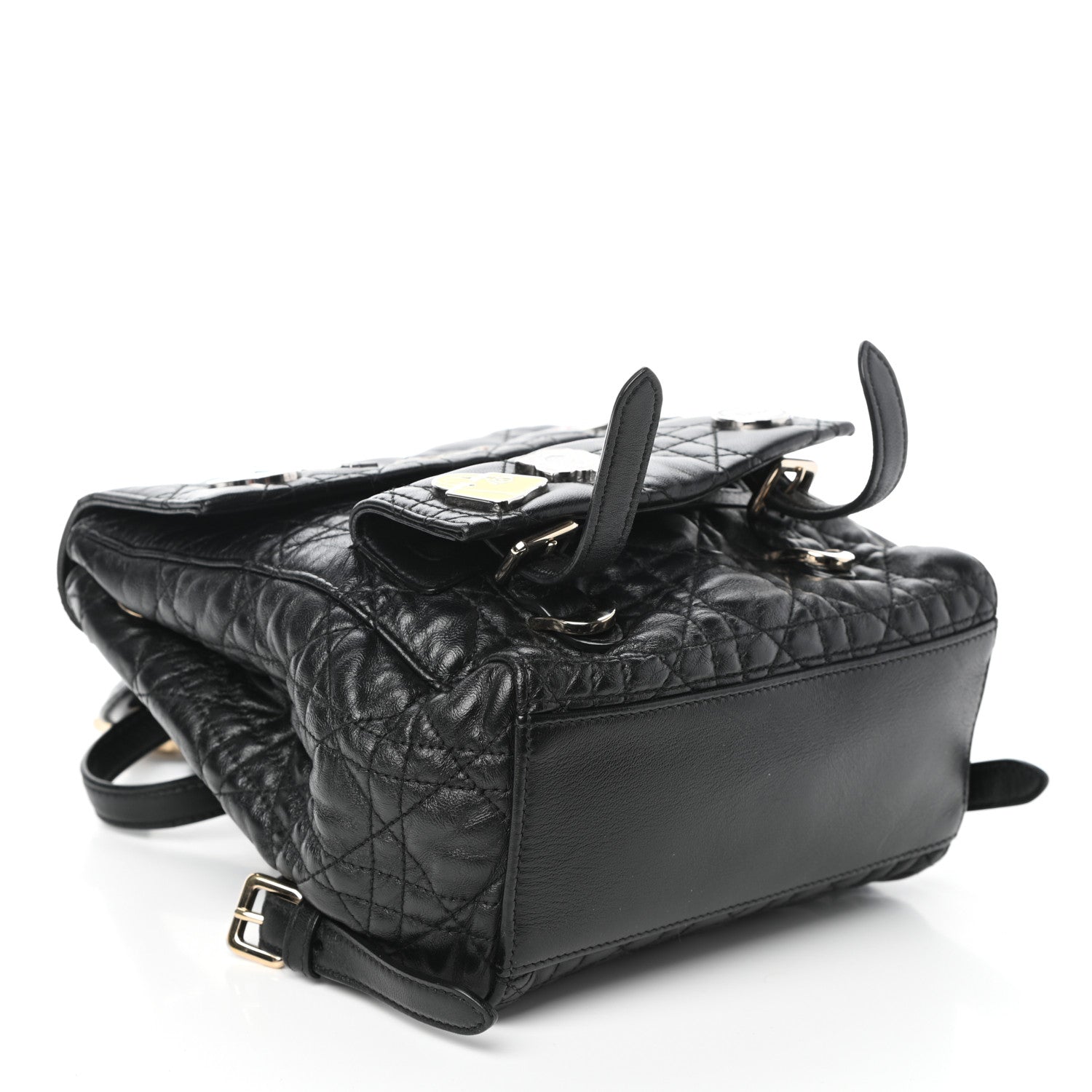 Christian Dior Lambskin Cannage Small Lucky Badge Stardust Backpack Black 4 of 9