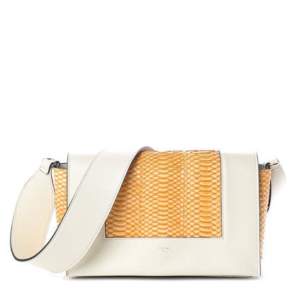 Celine Watersnake Medium Frame Shoulder Bag Beige Orange 1 of 9