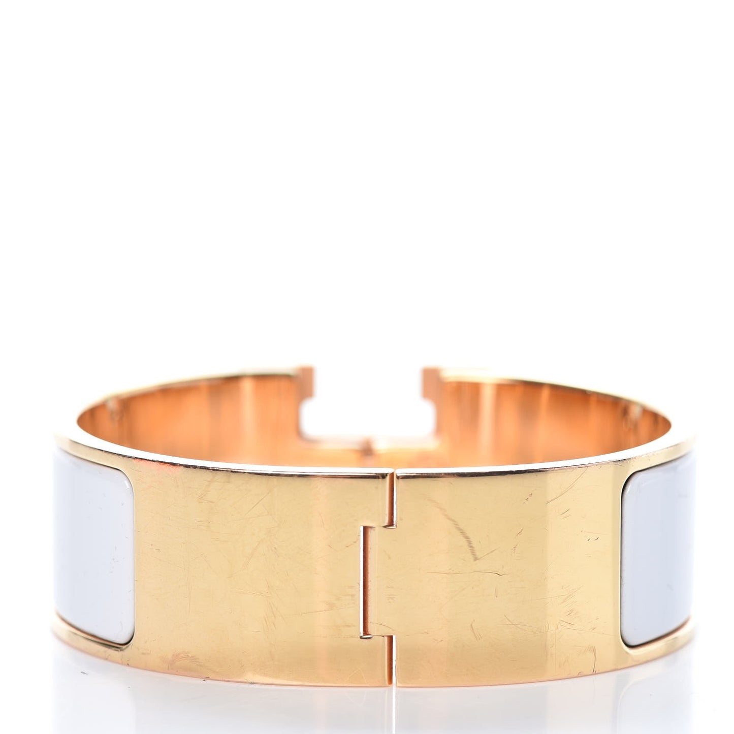 Enamel Wide Clic Clac H Bracelet PM White