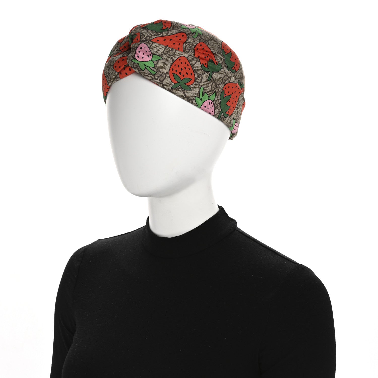 Gucci Silk Monogram Strawberry Print Headband M 2 of 6