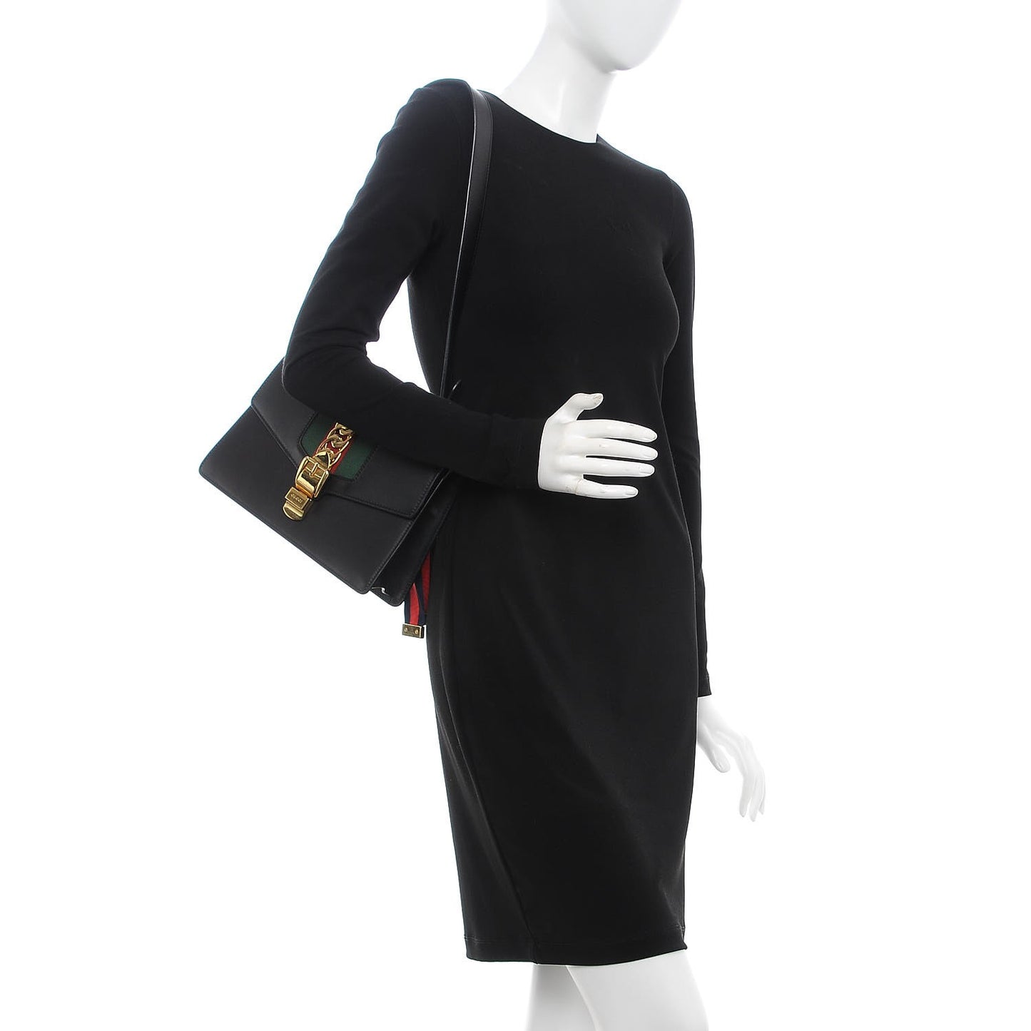 Calfskin Small Sylvie Shoulder Bag Black
