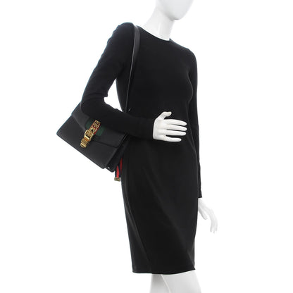 Gucci Calfskin Small Sylvie Shoulder Bag Black 3 of 10