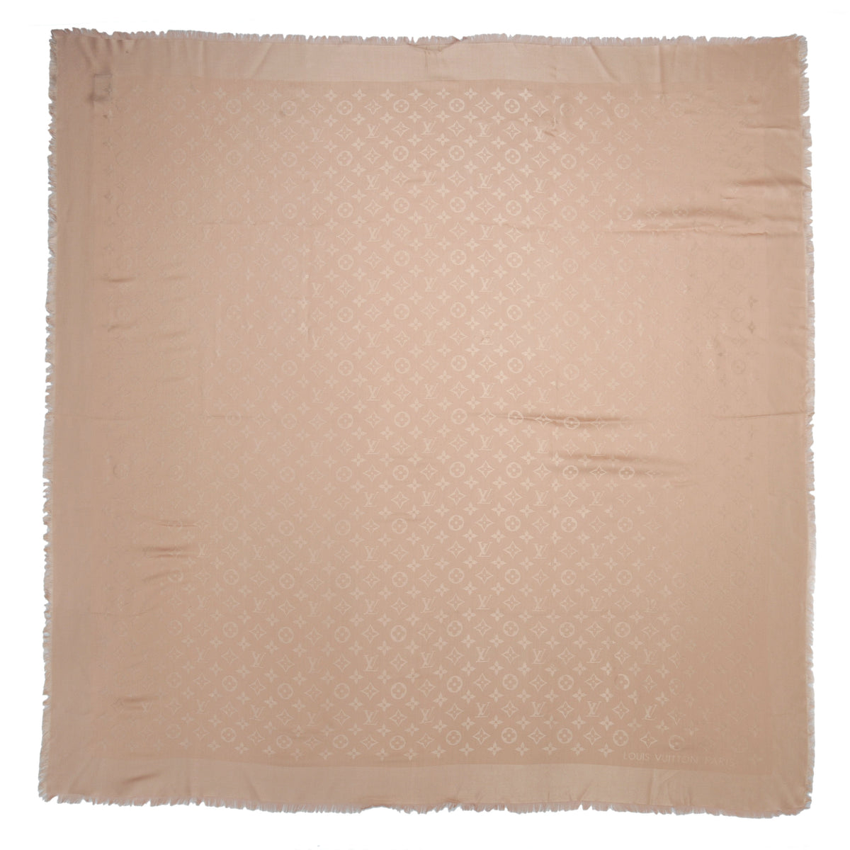 Silk Wool Monogram Shawl Nude