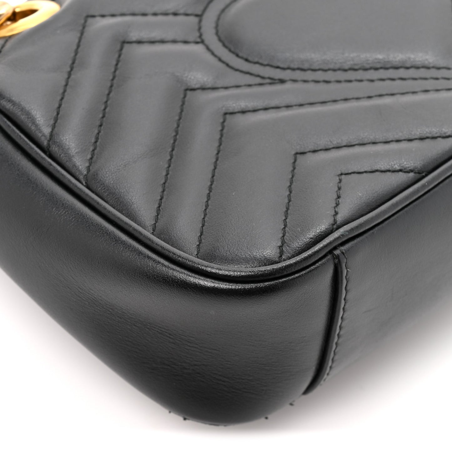 Calfskin Matelasse Mini GG Marmont Shoulder Bag Black