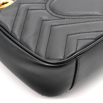 Gucci Calfskin Matelasse Mini GG Marmont Shoulder Bag Black 12 of 13