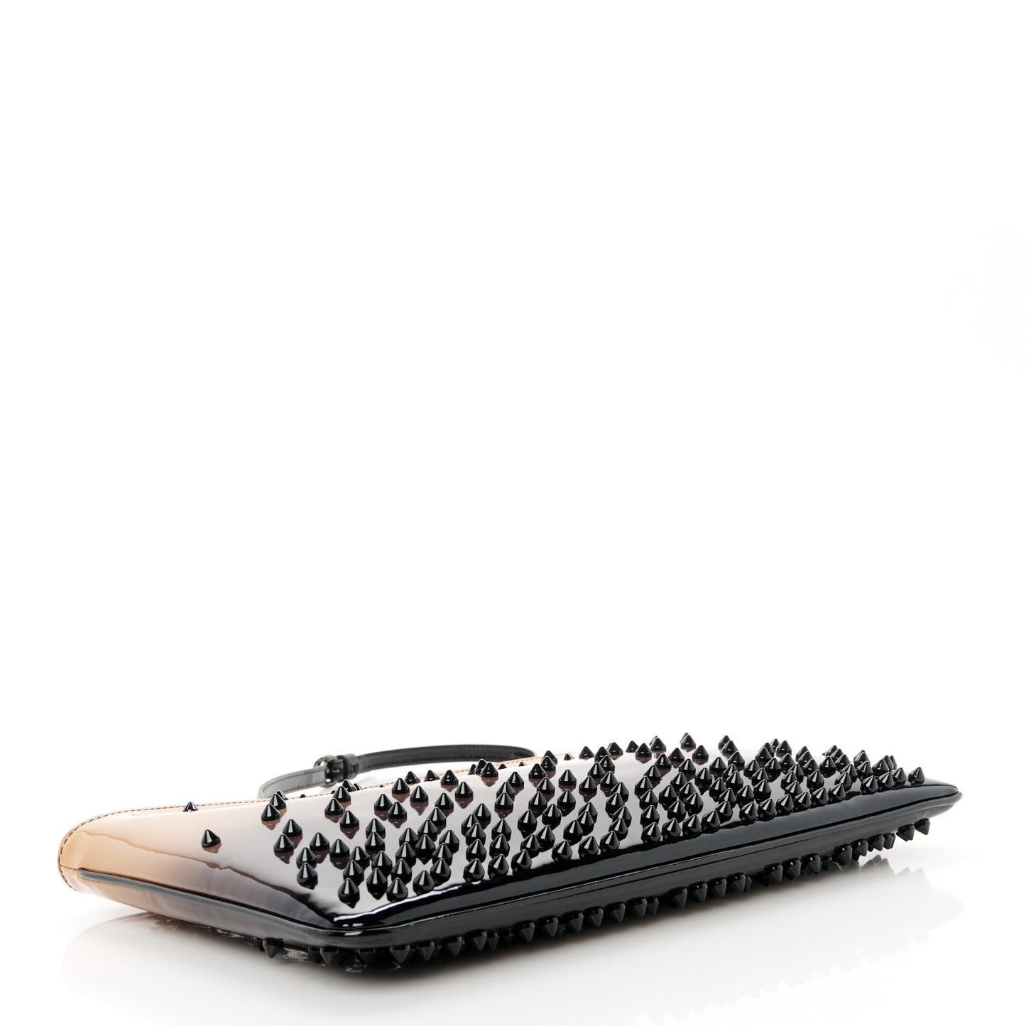 Patent Degrade Loubiposh Spiked Clutch Nude Black