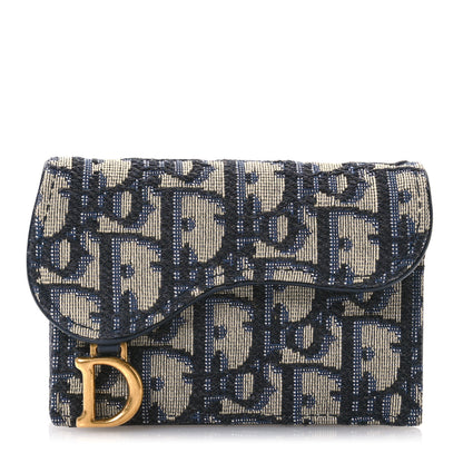 Christian Dior Oblique Saddle Card Holder Blue 1 of 8