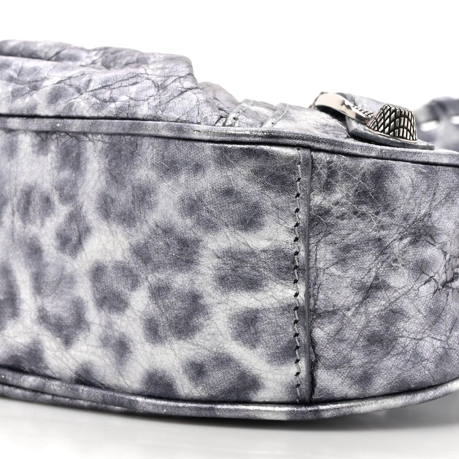 Balenciaga Metallic Agneau Arena Leopard Le Cagole Shoulder Bag XS Dark Grey 9 of 11