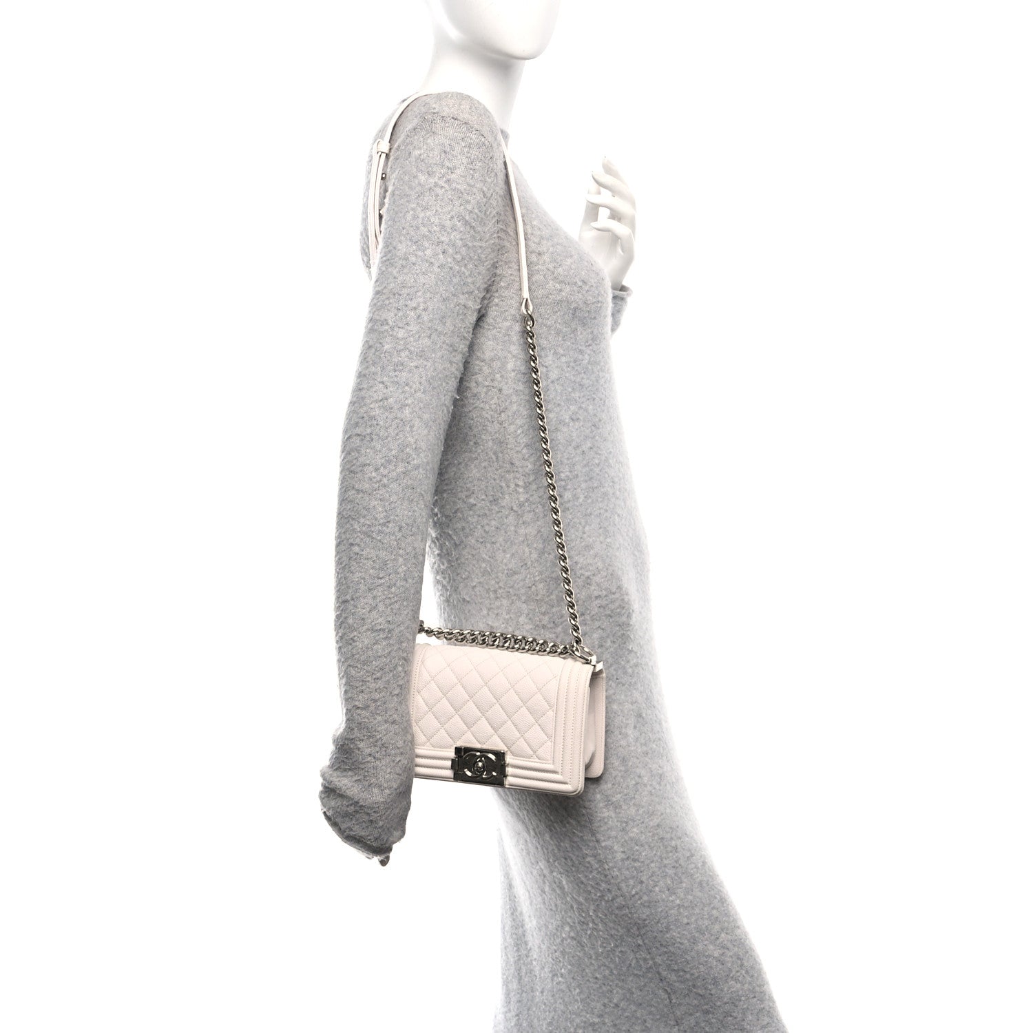 Chanel Caviar Quilted Small Boy Flap White 2 of 10