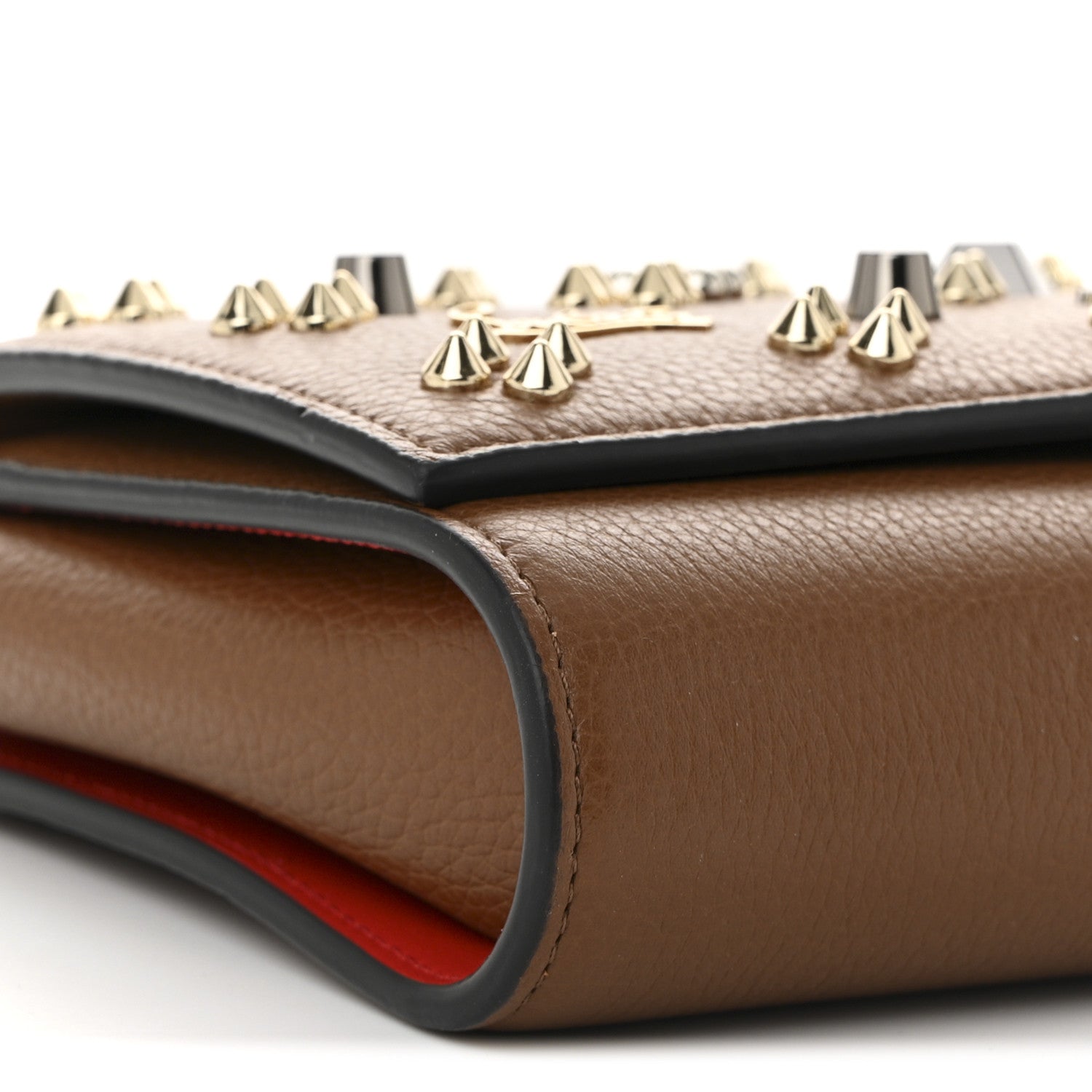 Christian Louboutin Calfskin Spikes Loubinthesky Paloma Wallet On Chain  Biscotto 9 of 11