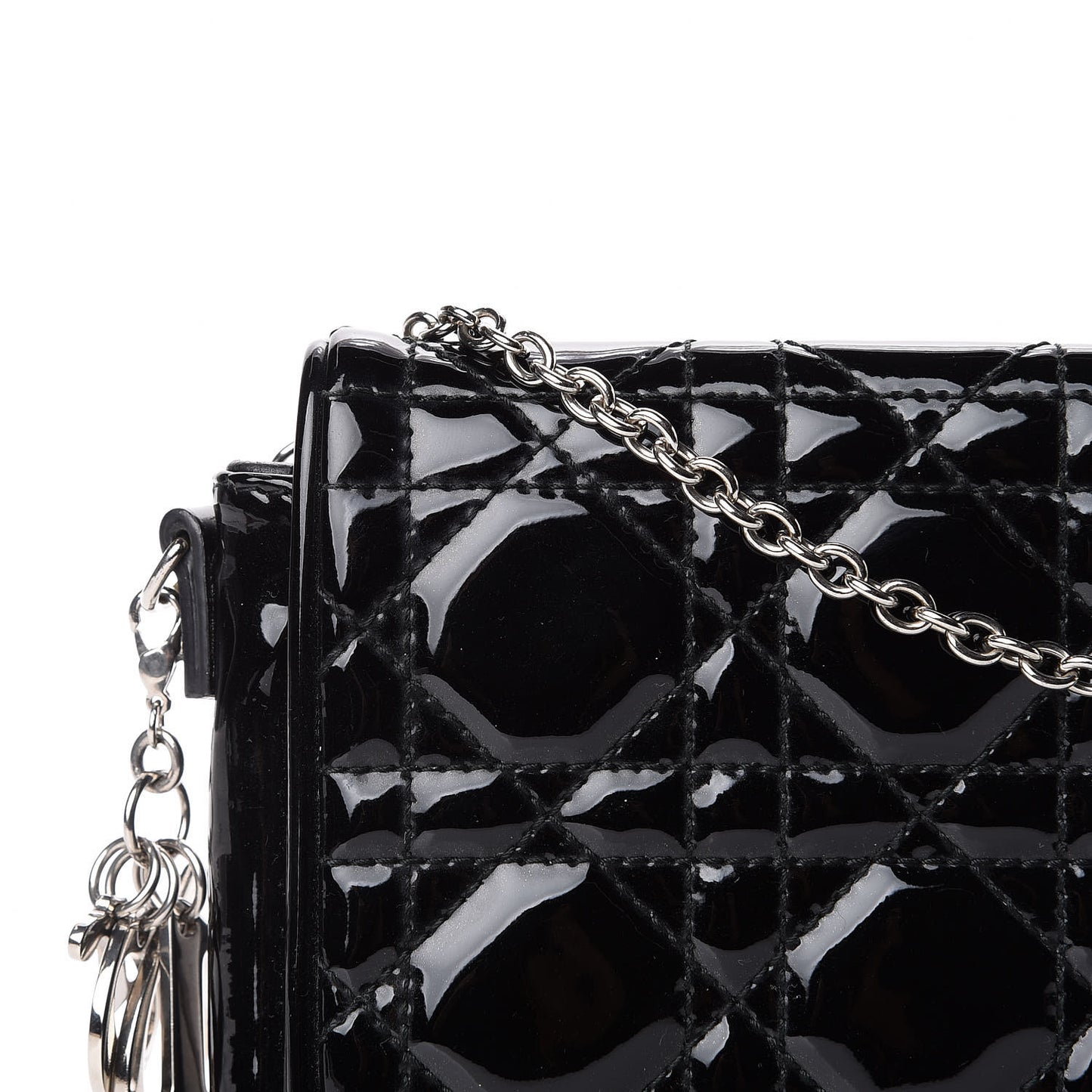 Patent Cannage Wallet on Chain Pouch Black