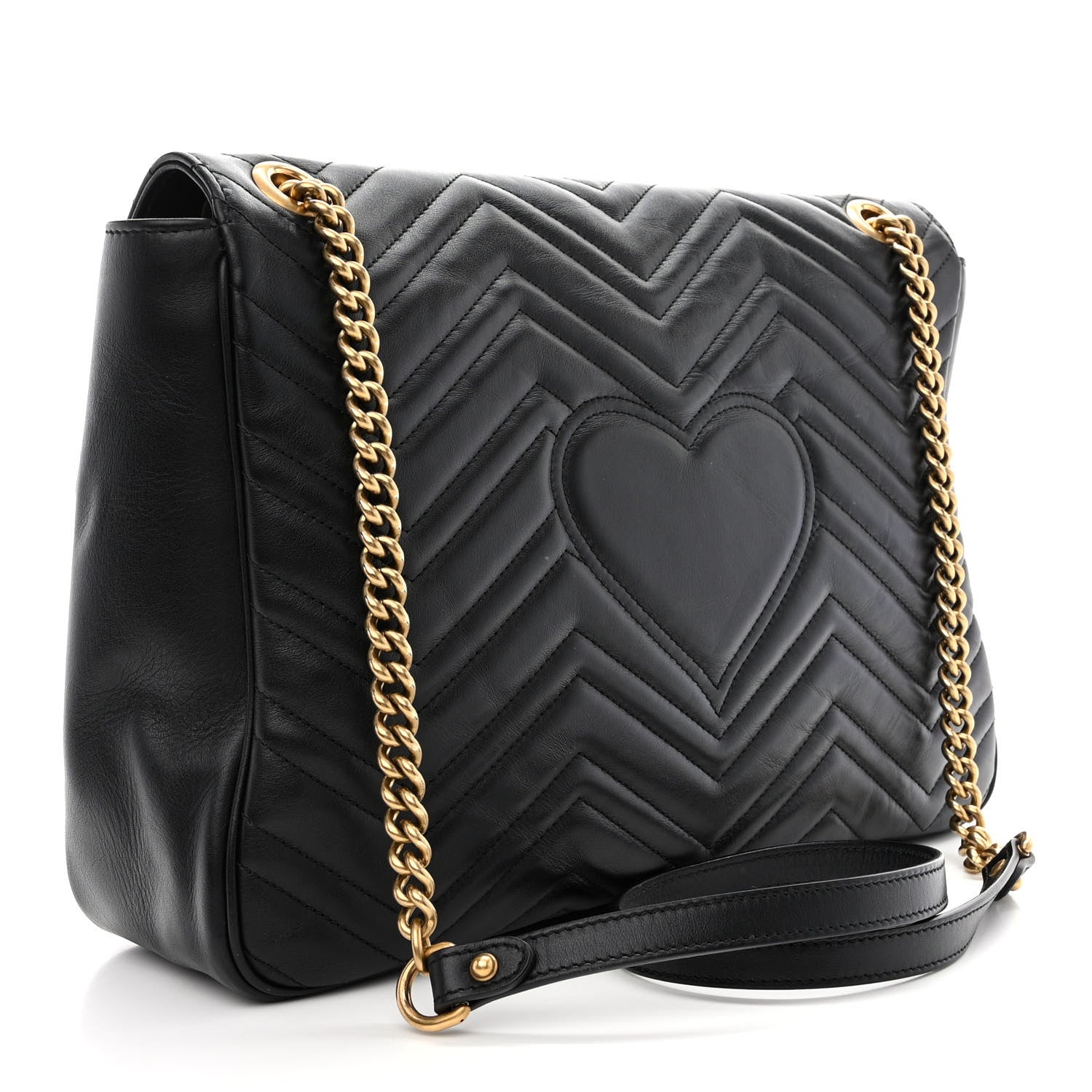 Gucci Calfskin Matelasse Large GG Marmont Shoulder Bag Black 3 of 12