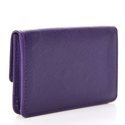 Prada Saffiano Metal Flap Card Holder Viola 3 of 8