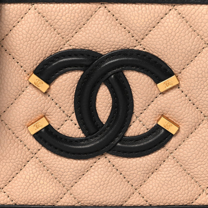 Chanel Caviar Quilted Small CC Filigree Vanity Case Beige Black 8 of 10