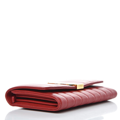 Saint Laurent Lambskin Matelasse Monogram Large Vicky Continental Wallet Rouge Eros 4 of 6