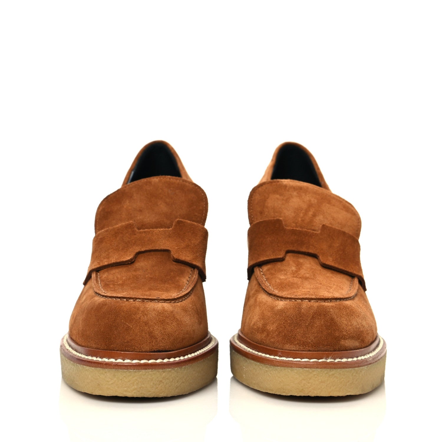 Hermes Suede Goatskin Didi 70 Loafers 37.5 Marron Iroko 2 of 7