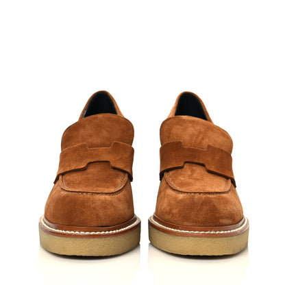 Hermes Suede Goatskin Didi 70 Loafers 37.5 Marron Iroko 2 of 7
