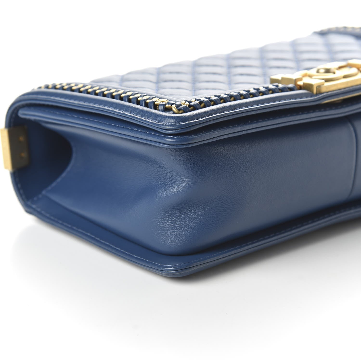 Chanel Calfskin Quilted Medium Top Handle Boy Flap Blue 6 of 14