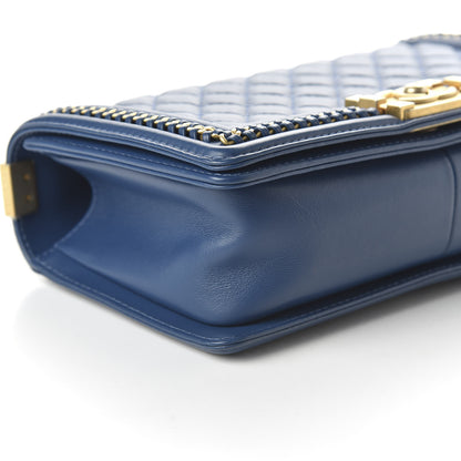 Chanel Calfskin Quilted Medium Top Handle Boy Flap Blue 6 of 14