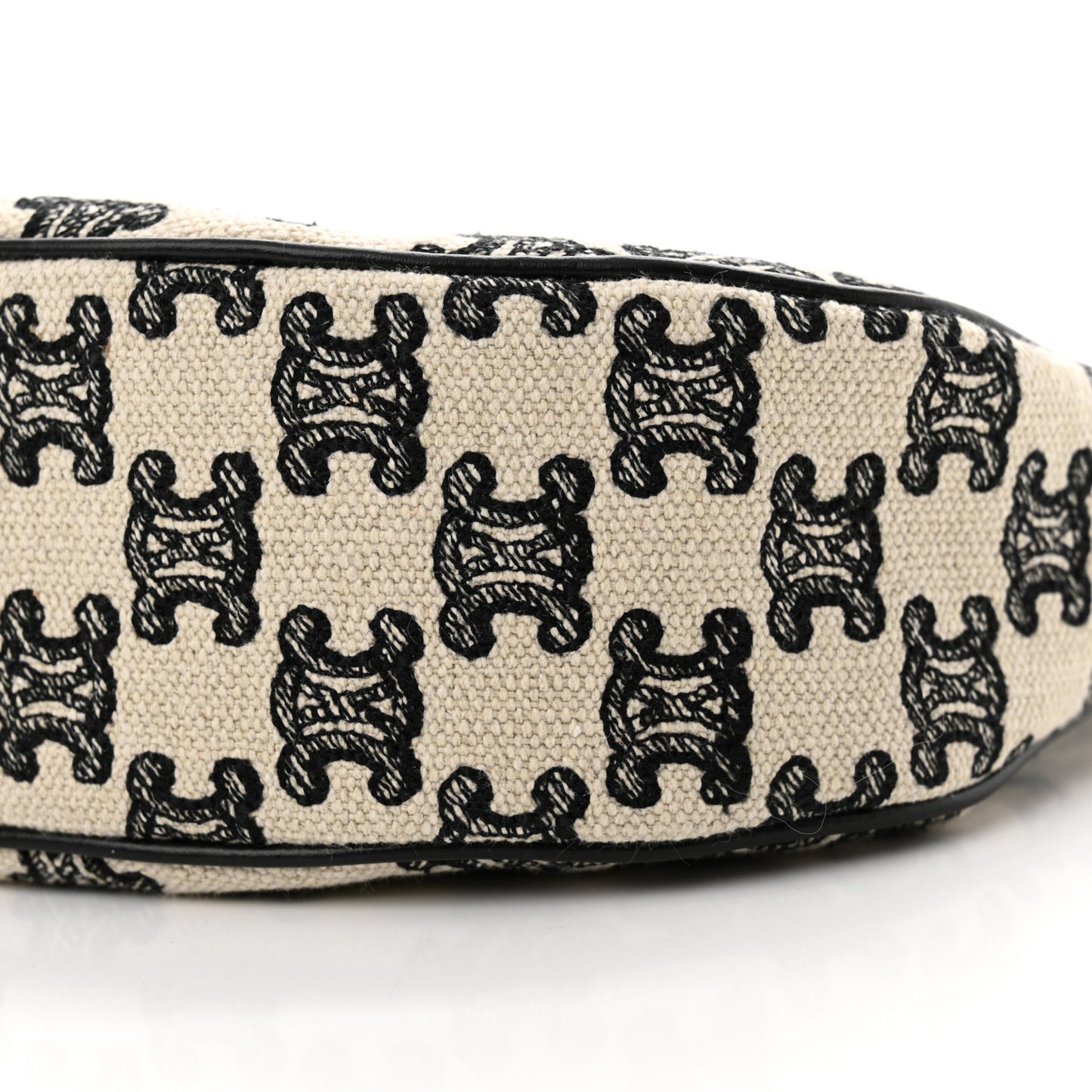 Cotton Gabardine Bouclette Embroidered Medium Strap Ava Triomphe Shoulder Bag Black