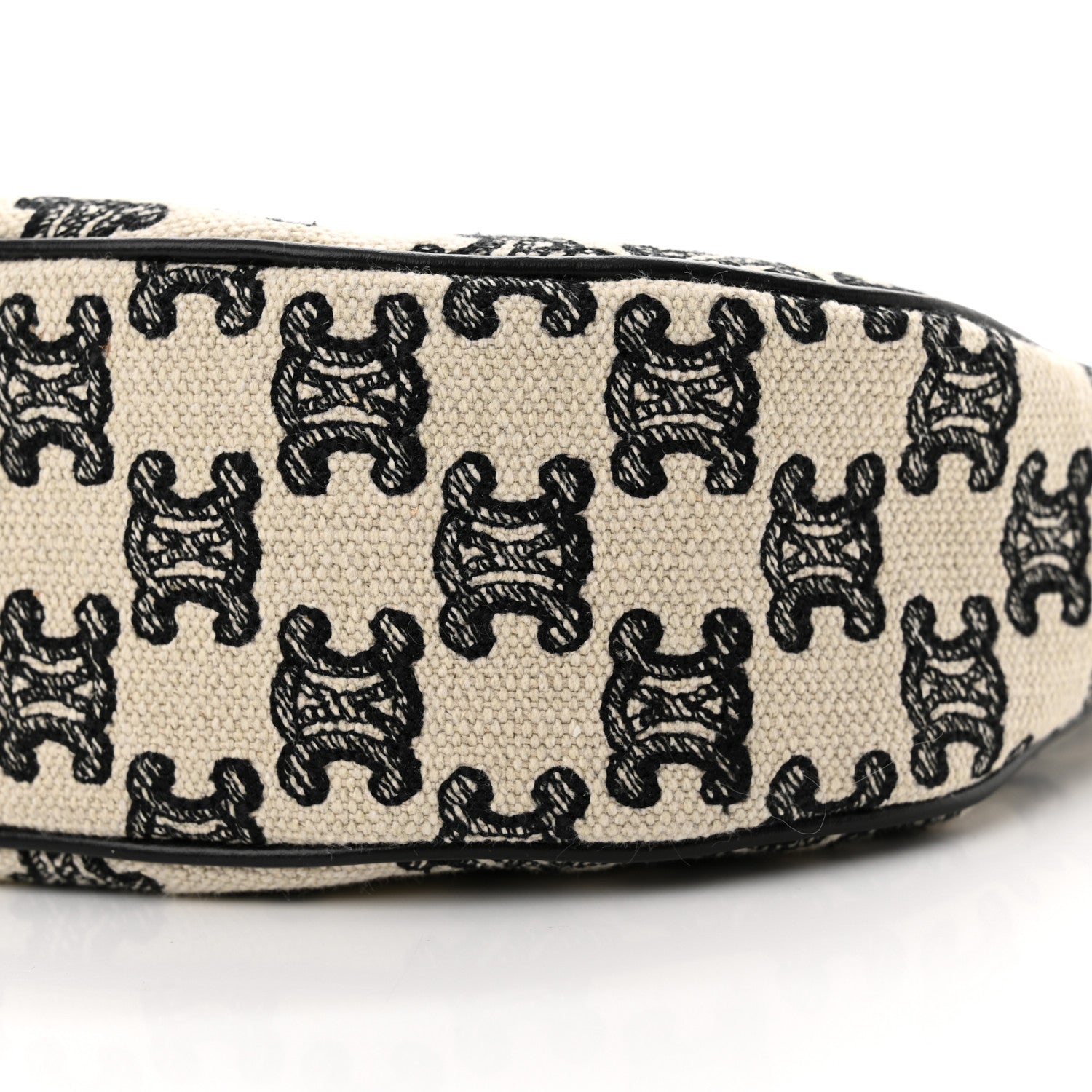 Celine Cotton Gabardine Bouclette Embroidered Medium Strap Ava Triomphe Shoulder Bag Black 10 of 10